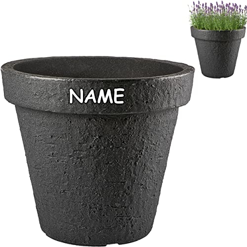 alles-meine.de GmbH Beton Optik - großer XXXL - Blumenkübel/Pflanzkübel - Ø 58 cm x 53 cm - 94 Liter - inkl. Name - schwarz/anthrazit - rund - Gross - Kunststoff - Design Kun..