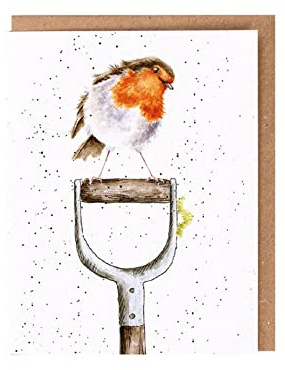 Wrendale - WILD008 - Grußkarte, Doppelkarte mit Umschlag, Rotkehlchen, 14,5cm x 10,8cm