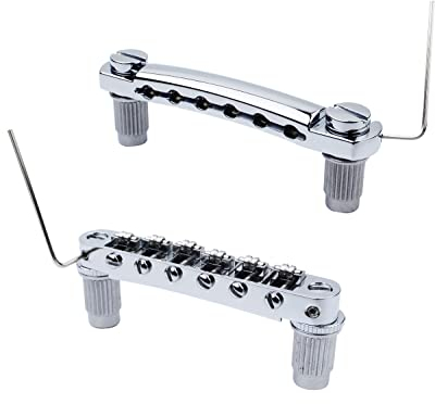 Guyker Guitar Tune-O-Matic Bridge and Stop Bar Tailpiece Combo Replacement Compatible with LP SG EPI 6 String Electric Guitar(GS001 + GM005, chrome)