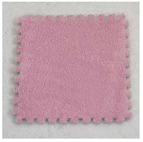 10 Ineinandergreifende Schaumstoff-Teppichfliesen, 30 X 30 cm Plüsch-Puzzle-Bodenmatte, Schalldichte Bodenfliesen Für Wohnzimmer, Schlafzimmer, Spielzimmer,Rosa,THK 6MM