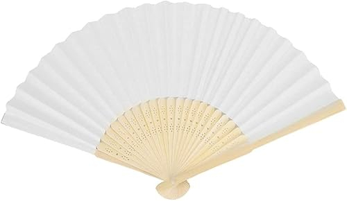 Yukiyi Beige Handfächer für Frauen Faltbare Handfächer Stoff Faltfächer DIY Handgemachte Fächer zum Tanzen Foto Requisiten Wanddekoration Hochzeit Zubehör