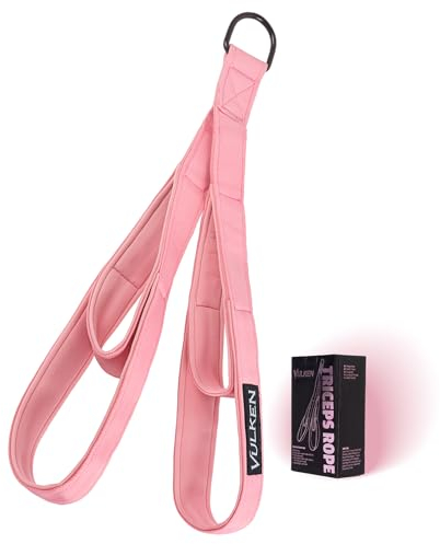 Vulken Trizepsseil Kabelbefestigung 61 cm & 43 cm Zwei Längen Eingebaut in einem Zugseil Trizeps-Verlängerungsgurte Fitnessgeräte Home Workout Griffe für Widerstandsbänder Pink