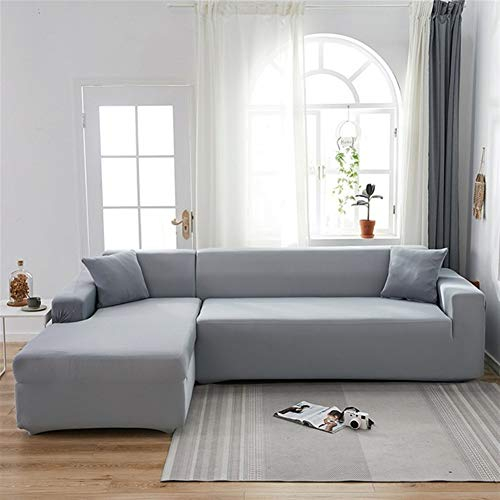 Fest Farbe Enge Wrap Elastic-Sofa-Abdeckung benötigt 2 Stück bestellen Sofa-Abdeckung Wenn L-Stil-Ecksofa Capa De Sofa Sofabezug 226 (Color : Light Grey, Specification : 2 Seat 145 185cm)