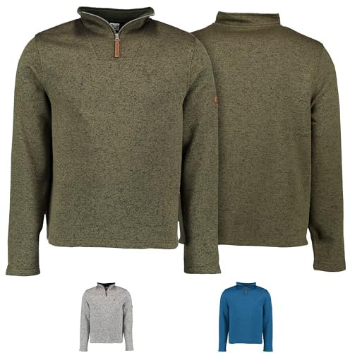 Herren Jagd Fleecepullover Strickfleece Freizeitpullover hochgeschlossen, 52/L, Oliv