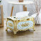 Jauhmui Taschentuchbox, Kosmetiktücher-Box, Retro-Tissue-Box, Europäische Tissue Box, Kosmetiktuchspender, Acryl Serviettenhalter, Luxuriöser Europäischer Stil, für Büro/Auto/Badezimmer (Blau)