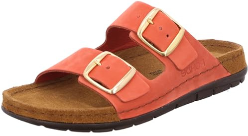 Rohde Damen Pantolette aus Leder mit Schnallen und Memoryfußbett Rodigo-D 5865, Größe:40 EU, Farbe:Mehrfarbig
