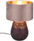 Reality Leuchten Tischleuchte Kiran R51231094, Sockel Keramik Braun, Schirm Samt Pastellrosa/goldfarbig, exkl. 1x E27