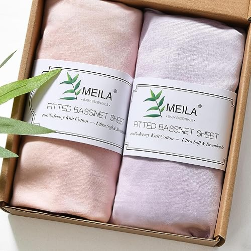 MEILA Baby Matratzenschoner Kinderwagen Spannbettlaken 2er Pack, Jersey Spannbetttuch für Kinderbett, Oeko-tex100 Stubenwagen Bezug Kinderwagen Matratzenbezug Ersatzbezug, 100% Biobaumwolle 80x40cm