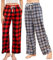 U2SKIIN Pyjamahose Damen lang kariert Schlafhose Schlafanzughosen für Damen Fleece Pyjama Hosen Nachtwäsche Freizeithose mit Taschen (Büffel Karo Rot+Grau Gelb Kariert, M)
