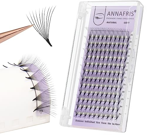ANNAFRIS Premade Fan Eyelash Extension 14D 0.05mm D Curl 8-15mm Mix Volume Lash Extensions Pointy Base Lash Pre Made Fan Russian Eyelash False Lash(14D,0.05,D 8-15mm)