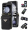 Jeelar ESONG LederHülle für Samsung Galaxy Z Flip 5 Tasche,Reißverschluss Brieftasche Schutzhülle mit Band/Kartenfäche/ständer,Z Flip 5 Wallet Cover Case Stoßfeste Handyhülle für Frau/Damen-Schwarz