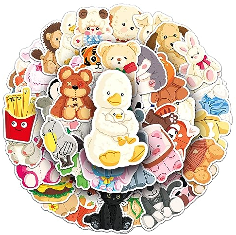 Kuscheltier Aufkleber für Laptop (50 PCS),Geschenk für Kinder Jugendliche Erwachsene Jungen,Kuscheltier Stickers Wasserdicht Vinyl Aufkleber für Scrapbook,Skateboard,Auto,Gepäck