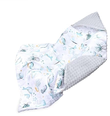 Einschlagdecke Babyschale Baby Decke 90x90 cm - Fußsack Blanket für Kinderwagen und Autositz Ganzjahres für Neugeborenen und Kleinkinder Einschlagsdecken für 3 und 5 Punkt Gurt Minky