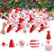 120 Stück Weihnachten Schneemann Holzperlen,Bunt Holzperlen Weihnachten für DIY Supplies Urlaub Dekor,Gestreifte Handwerk Perlen,Perlen Mit LäChelngesicht,Holz Winter Holzperlen mit Hanfseil (red)