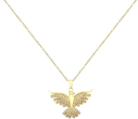 GILIEYER Phönix Halskette, Vogel Anhänger Glücksbringer Damenschmuck, Aufsteigender Phönix Retro Schmuck für Freundin Mama - auf 47 cm (Gold)