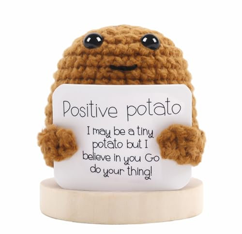 Meanju Positive Kartoffel,Kreative Strickwolle Kartoffel Puppe,Pocket Hug Positive Kartoffel,Kreative Plush Plushie,Mutmacher Geschenk,Mutmacher Kartoffel Pocket Hug Geburtstagsgeschenk