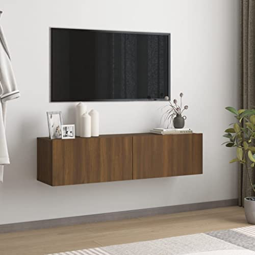 AUVYI TV-Wandschrank Braun Eichen-Optik 120x30x30 cm Holzwerkstoff Aufbewahrungsschrank Wohnwand Modern Lowboard Nachttisch Holz Kitchen Cabinet Hängeschrank Wohnzimmer Fernseher Schrank