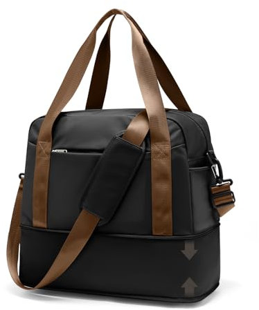 Reisetasche Damen Sporttasche 40x20x25 Ryanair Handgepäck Tasche Weekender Bag Schwimmtasche Wasserdicht Travel Bag Duffle Bag Fitnesstasche Trainingstasche Frauen für Reise Gym,P6-Schwarzbraun