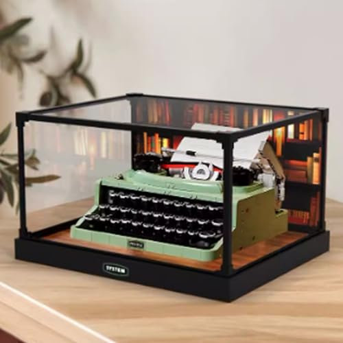 Transparente Acryl-Vitrine für Lego 21327, Vintage-Schreibmaschinen-Schaukasten, Baustein-Sammelstücke, transparent, staubdicht, Vitrine, Aufbewahrungsbox, Ständer (nur Gehäuse) (lackiert)