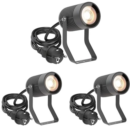 ledscom.de 3 Stück Gartenstrahler SHINGA für außen, IP65, Stecker, anthrazit, 1x GU10 max. 15W