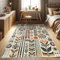 ABAKUHAUS Bohemian Dekorativer Teppich, Retro Abstrakt Mid Century, Hochwertiger Flächenteppich für Schlafzimmer und Wohnzimmer, 76x152 cm, Dunkelorange Reseda