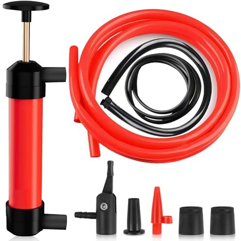 Pompe Manuelle, Pompe a Eau Manuelle, Pompe de Transfert, Pompe Siphon, Pompe de Siphon à Main avec 3 Tuyaux pour Carburant Essence Huile Diesel Eau