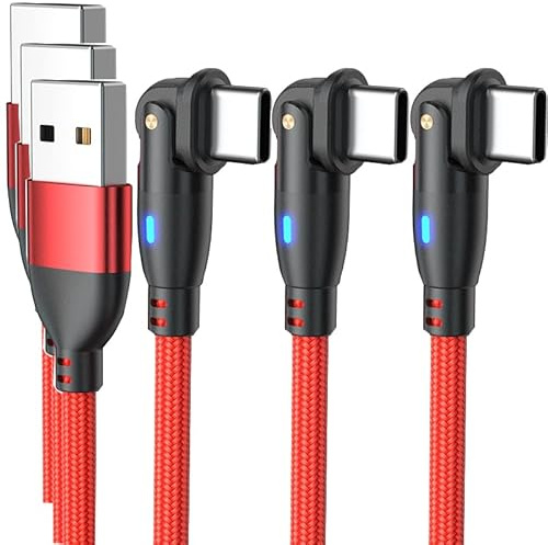 BITHAI 3Pack USB C Charging Cables (3ft/3ft/6.6ft) - 180° Rotation, Fast Charger, Type C to USB A & C, for Type C Devices