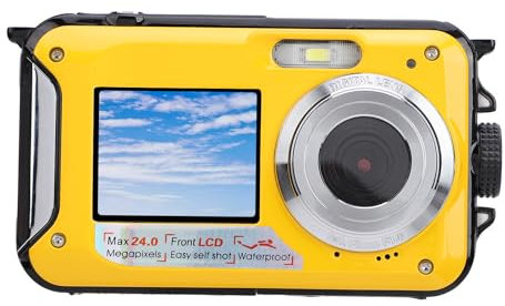 D Fotocamera Digitale Subacquea da 2,7 K, 48 MP con Doppio Schermo Zoom 16X, Resistente all'acqua Fino a 11 Piedi, Perfetta per lo Snorkeling, le Escursioni Subacquee (YELLOW)