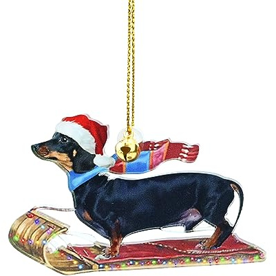 Weihnachtsbaum Anhänger Hund Dekorative Ornamente Weihnachtskatze Deko Acryl Dackel Anhänger AutoAnhänger Hund Weihnachten Ornamente Weihnachtsanhänger Weihnachtsschmuck Set (Hund 3)