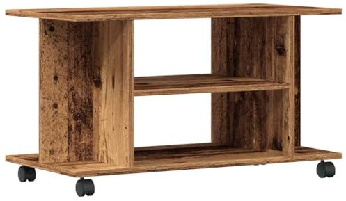 vidaXL Mueble de TV con Ruedas Madera ingeniería Envejecida 80x40x45cm, Soporte de TV, Banco de TV, Muebles para Equipos de música, aparador de TV