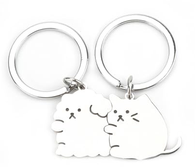 MUCOOS 2 Stück Süße Katzen- Und Hundepaar-Schlüsselanhänger, Passende Schlüsselanhänger Für Paare, Um Liebe Und Zuneigung Mit Niedlichem Design Auszudrücken
