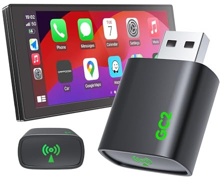 CNDPSTE Adaptador inalámbrico Apple CarPlay, mini Bluetooth actualizado 2025 para coche, convierte cable a adaptador CarPlay inalámbrico, Plug & Play para iPhone iOS 10+ y Cars 2016+, sin latencia,