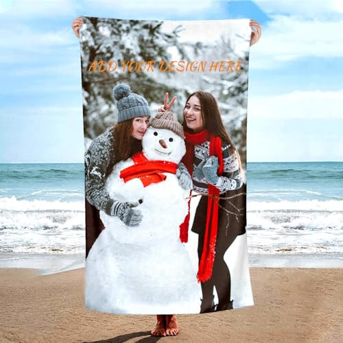 NIUBI Personalisiertes Strandtuch,Personalisiertes Strandtuch mit Foto/Bild/Text/Name. Perfekt für den Strand,Reise, Sauna,50 x 100 cm