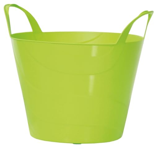 Flexi Bucket Plastic Tub Bin Storage Feed Garden Building Laundry Toys Large Handles Home Garden DIY Lightweight Flexible (Lime, 45 Litres)