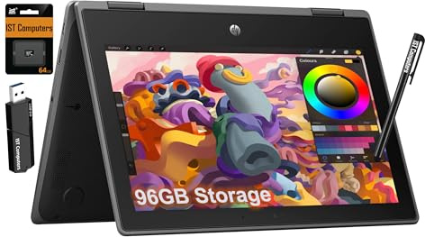 HP Chromebook X360 11 Pro Fortis 2-in-1 Touchscreen (11,6 pollici, processore Intel, 4 GB di RAM, 96 GB di archiviazione), robusto e resistente ai versamenti di liquidi convertibile per studenti e