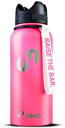 ONO Barbell Jack Drinking Bottle - 3 in 1 - Game Changer for Your Workout (Neon Pink) Mobile Phone Tripod and 950 ml Fitness Stainless Steel Thermal Water Bottle in One Product