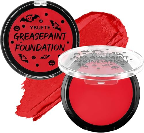 YBUETE Red Oil Based Face Body Painting Foundation for Halloween SFX | Professional Full Coverage Face Paint, for Vampire Zombie Devil Clown Cosplay Makeup, for Adult Costume Party & Carnival