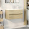 Gecheer Mobile da Bagno,Sospeso,Pensile,a Muro,Moderno,senza Rubinetto e Scarico,con Lavabo Lavandino Integrato,in Legno Multistrato,Rovere Sonoma 80x38,5x45 cm