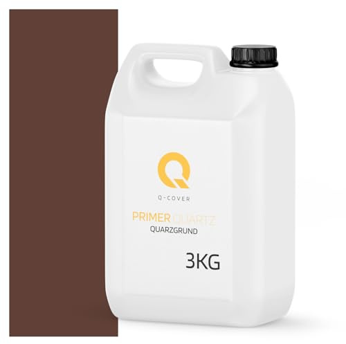 Q-COVER Quarzgrund für Dekorativer Putz mit Mica Dunkelbraun D822 3KG | Acrylatdispersion Grundiermittel Innen & Außen für Wände und Decken Grundierung Schutz Mosaikputz ca. 0,3-0,4 KG/m2