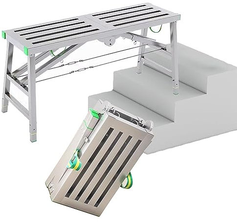 GXXINGIN Multifunktions-Klappgerüst, Leiter, Hocker, Arbeitsplattform, 39,9 cm Breite, höhenverstellbar, 5 Positionen, ideal für Heimwerkerarbeiten und Wartungsarbeiten, 160 × 40 cm