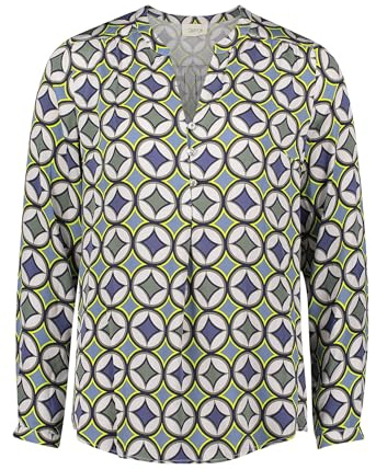 Cartoon Damen Casual-Bluse mit Knöpfen 46, Blau/Grün