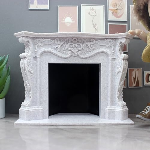 Gxsterd Dollhouse Fireplace 1/12 Miniature Fireplace Victorian Style Vintage Dollhouse Furniture Accessories