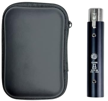 Walmeck 48 V Dynamisches Mikrofonverstärker XLR-Signal Tragbarer Mikrofon Vorverstärker 35 DB Verstärkern Sauberer Sound 10-40 KHz Frequenzbereich Schwarz Aluminium