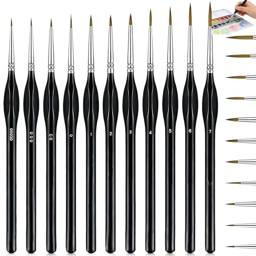 Srup 11 Stück Miniature Brushes, Detail Paint Set, Mini Small Painting | Miniatur Pinsel, Malpinsel für Künstler, Geeignet Nageldesign und Gesichtsbemalung