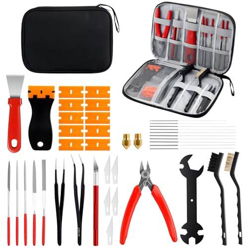 KAMTOP 41Pcs 3D Printer Tool Kit, Post-Processing 3D Printing Accessories | Support removal, cleaning and deburring tools for 3D print finishing, compact starter set for beginners and professionals