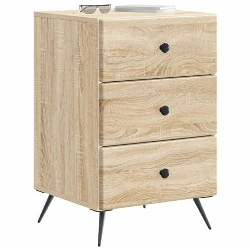 vidaXL Nachttisch Sonoma-Eiche 43 x 41 x 66,5 cm Holzwerkstoff, Wohzimmer, rechteckiger, Vintage Nachttisch, viel Stauraum, kompakter Organizer, Möbel für drinnen
