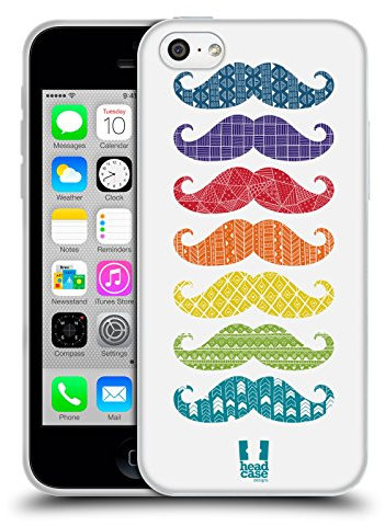 Head Case Designs Scribbles Rainbow Moustache Soft Gel Case and Matching Wallpaper Compatible With Apple iPhone 5c
