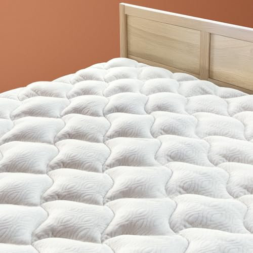ViscoSoft Copper Mattress Topper Pad Queen - Soft Overstuffed Premium Cloud-Like Support - Quilted Fiberfilled Mattress Topper with Deep 18 Pocket for Secured Fit