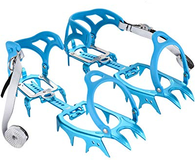 Tentock Outdoor Ultraleicht 14 Zähne Klauen Steigeisen für Wanderschuhe - Aluminiumlegierung Spikes für das Bergsteigen(blau)