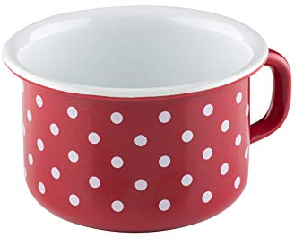 Riess, 0299-077 Bol à café 10 tasses à café COUNTRY Rouge pois Diamètre 10 cm Hauteur 7,4 cm Capacité 0,4 l émail Rouge/blanc induction